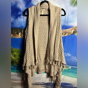 MATILDA JANE Mind’s Eye Cable Knit Tassel open Sweater Vest Ladies